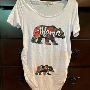 White Graphic Tee with Bear Design